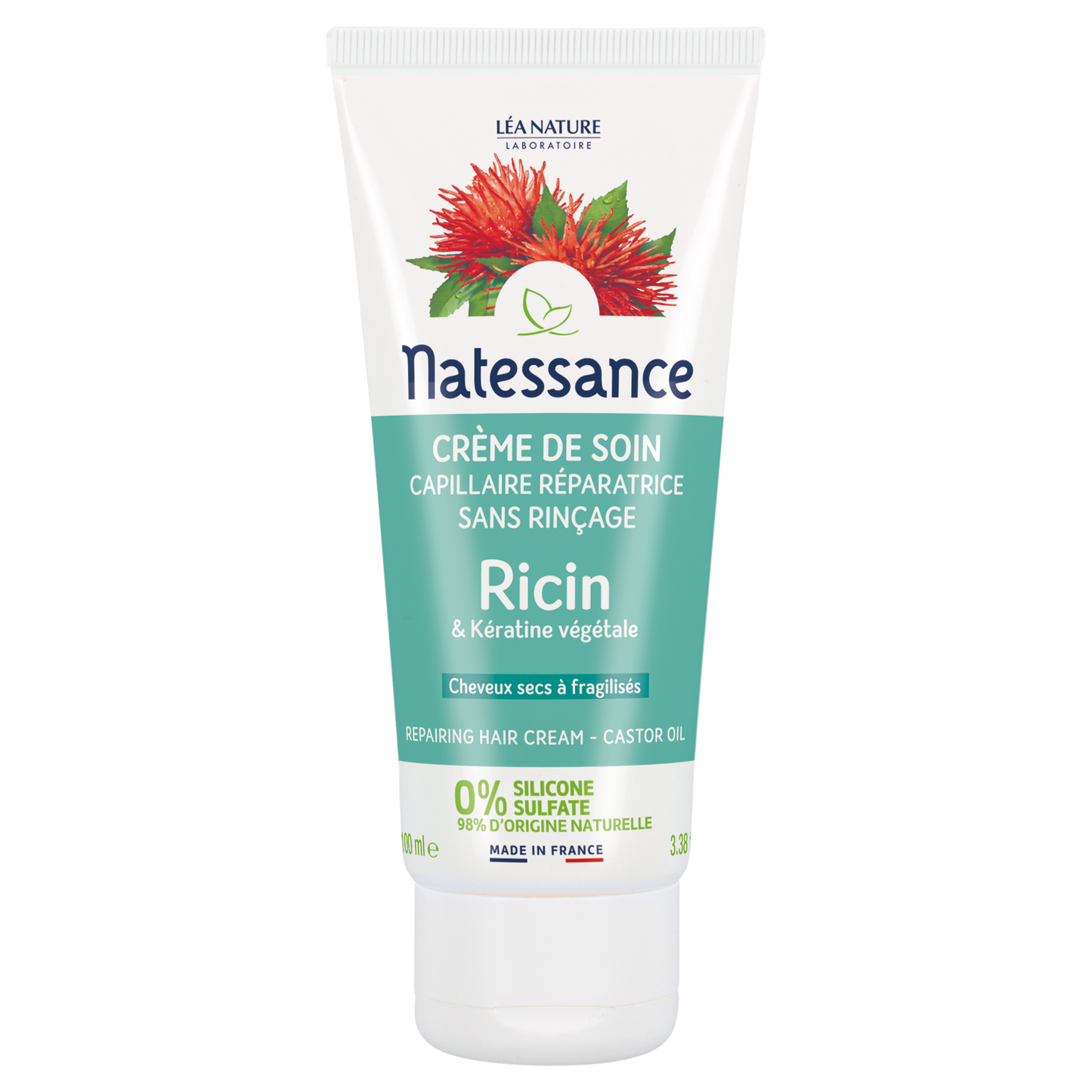 Natessance Repairing Hair cream - Castor oil & plant keratin
