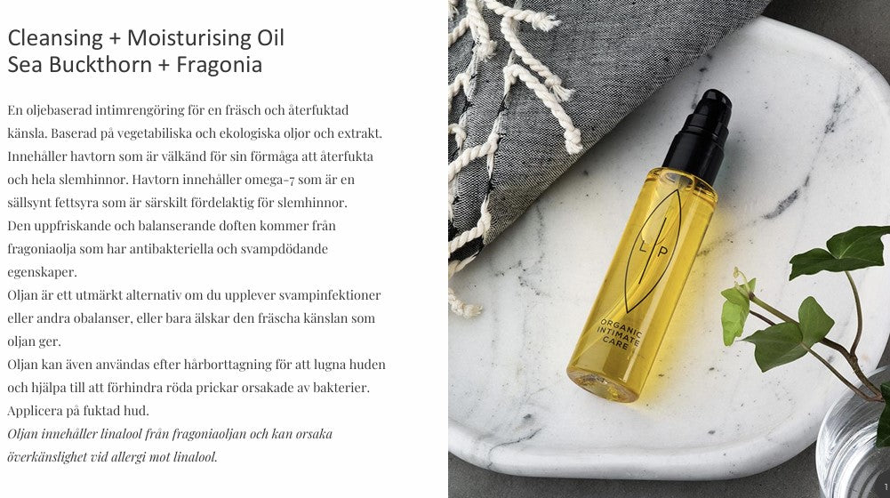 Lip Intimate Care Cleansing + Moisturising Oil, Sea Buckthorn + Fragonia