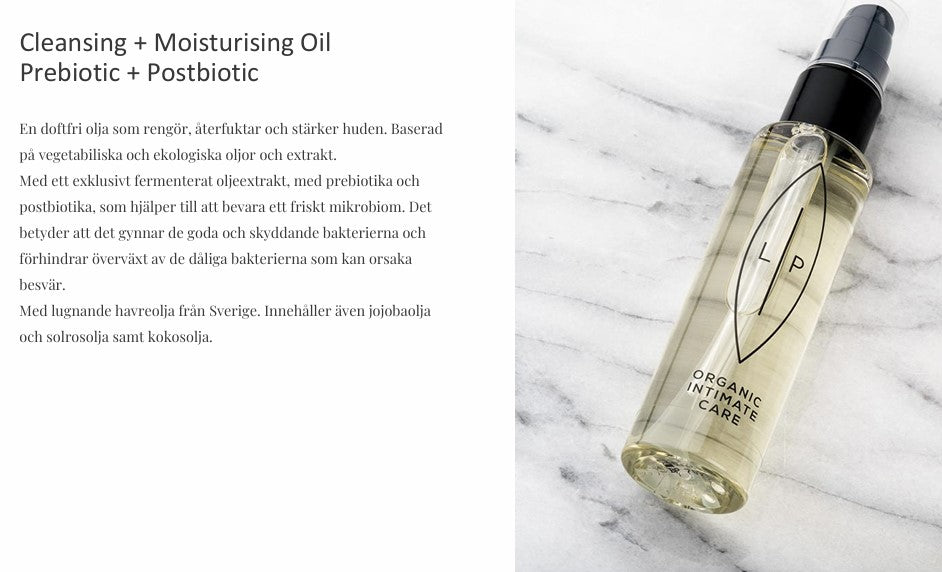 Lip Intimate Care Cleansing + Moisturising Oil, Prebiotic + Postbiotic